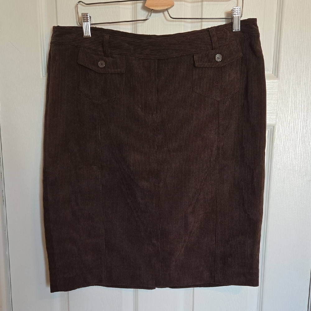 Elegant Brown Corduroy Pencil Skirt